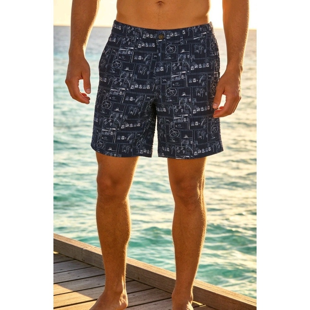 Penguin Men's Navy Flat Front Cotton Shorts Size 30" Inseam 8"